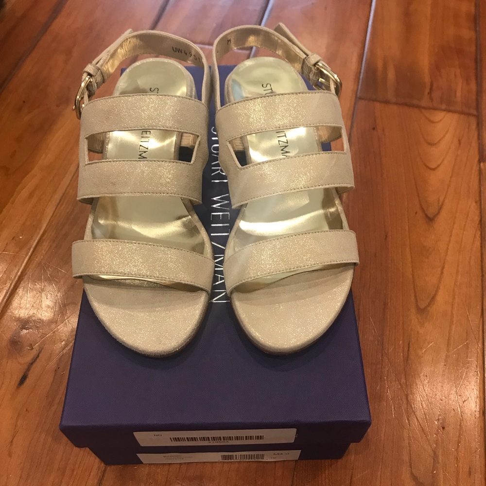 Stuart Weitzman Pale gold Cipra heel sandal size 4